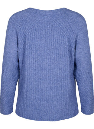 Dzianinowy sweter z rozcieciem, Gray Blue Mel., Packshot image number 1