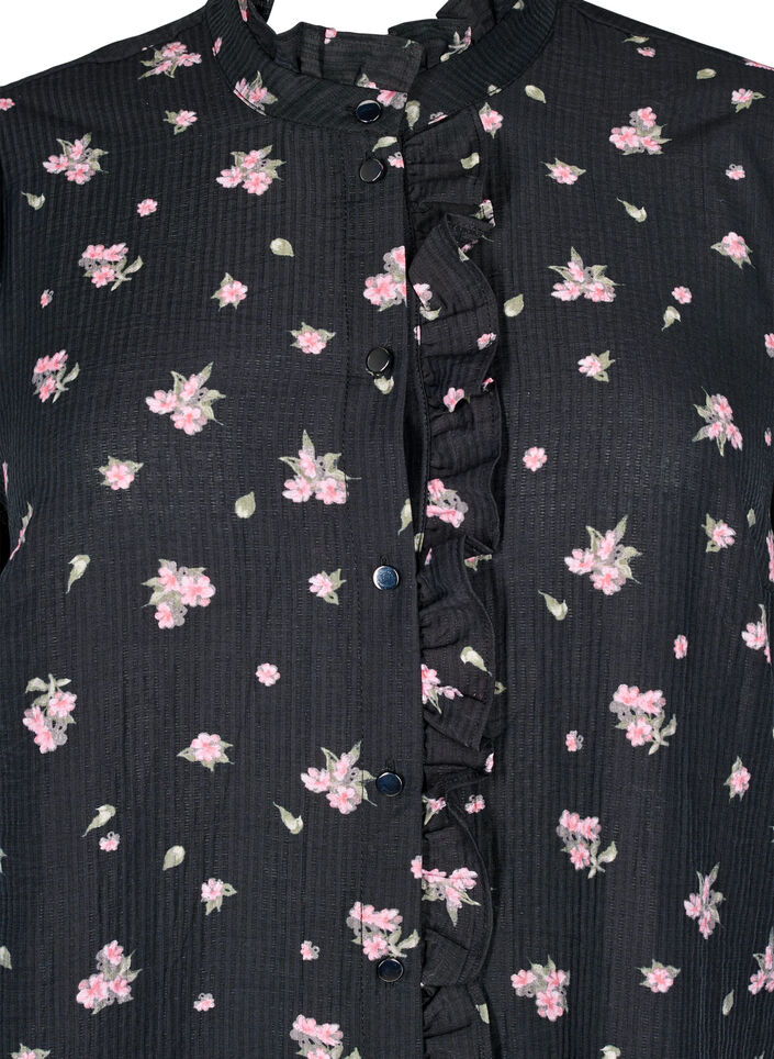 Tunika w kwiaty z lyocellu, Czarne, Packshot image number 2