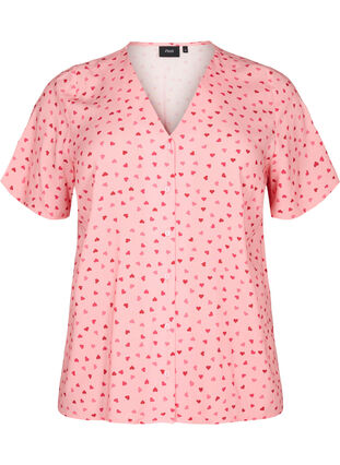 Koszula nocna z wiskozy z nadrukiem, Pink Icing W. hearts, Packshot image number 0