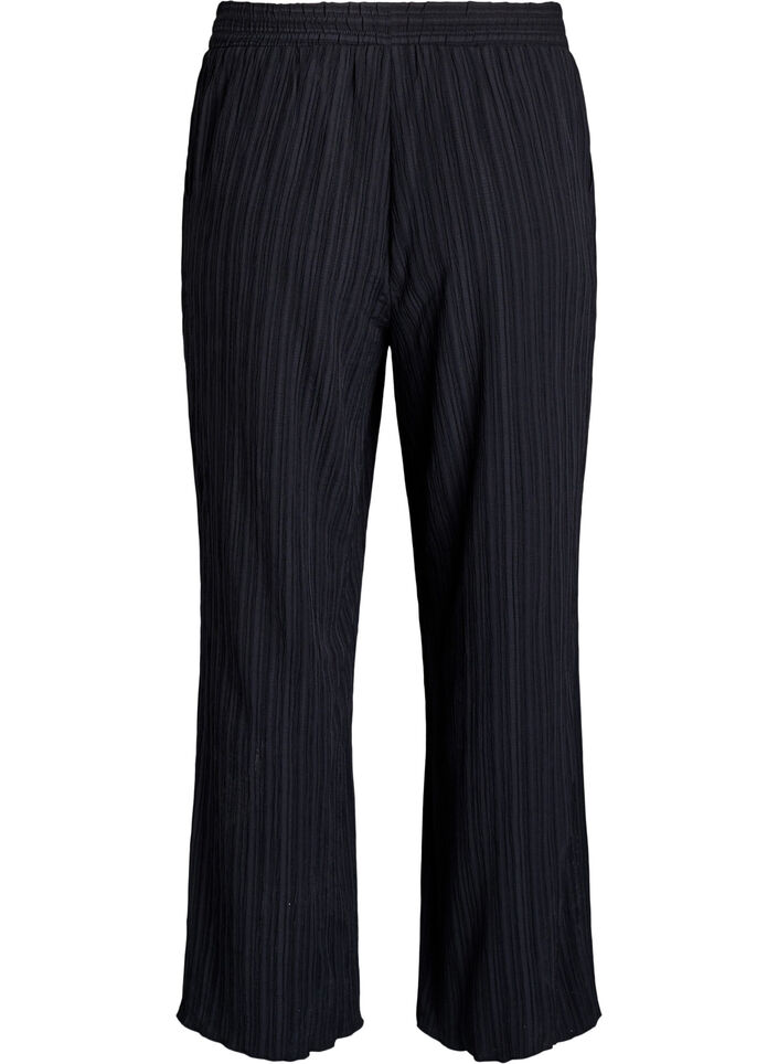 FLASH – Spodnie z wysokim stanem i szerokimi nogawkami, Czarne, Packshot image number 1