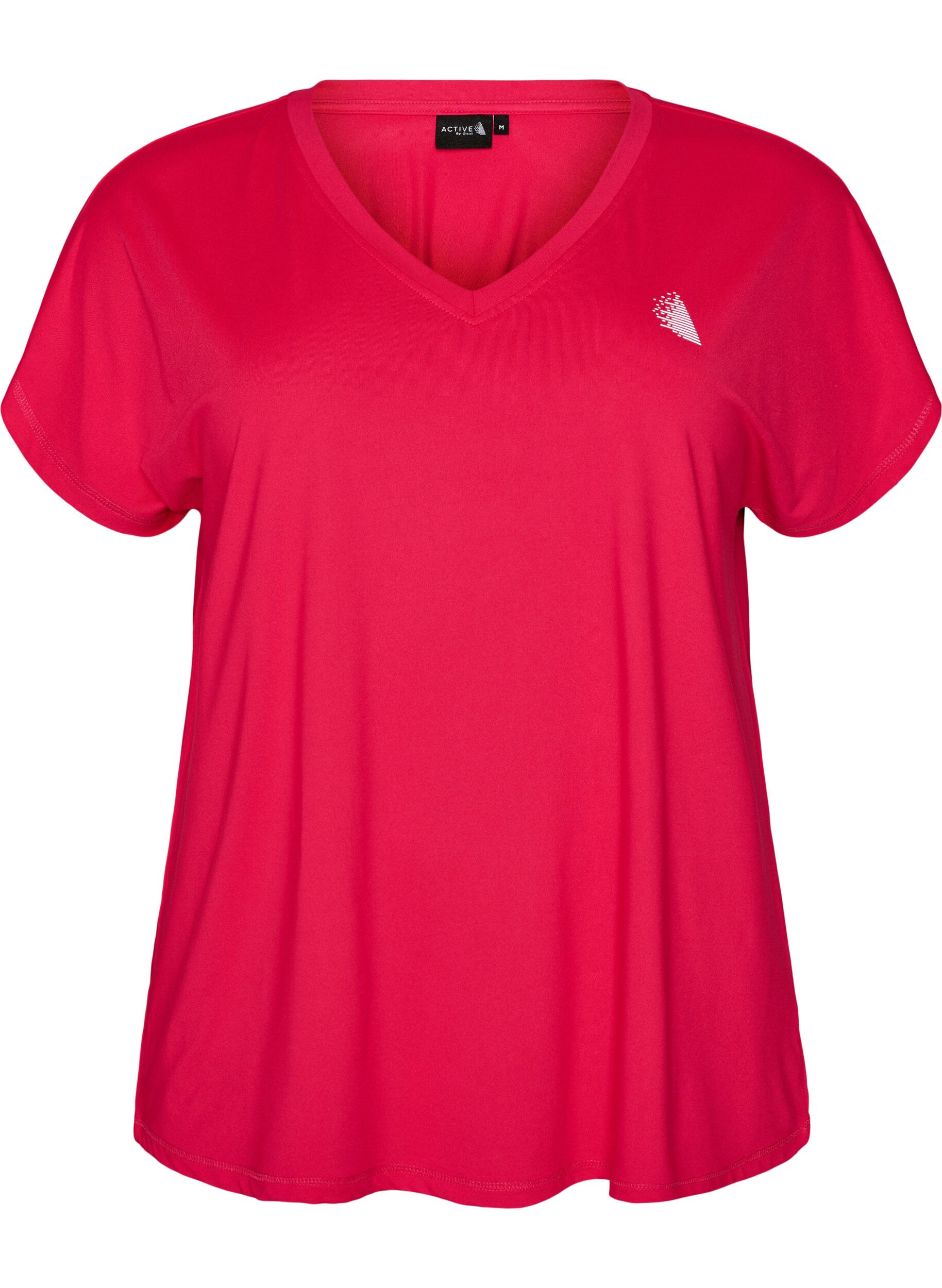 ZizziLuzna koszulka treningowa z dekoltem w szpic, R&oacute;żowy, Packshot image number 0