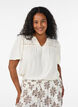 Bluzka z wiskozy z broderie anglaise, Beżowy, Model image number 0