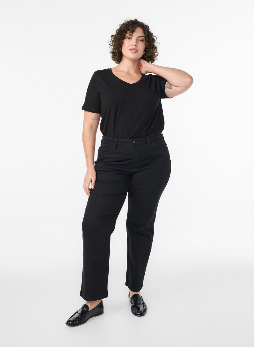 Podstawowa, gladka bawelniana koszulka, Czarne, Model image number 1