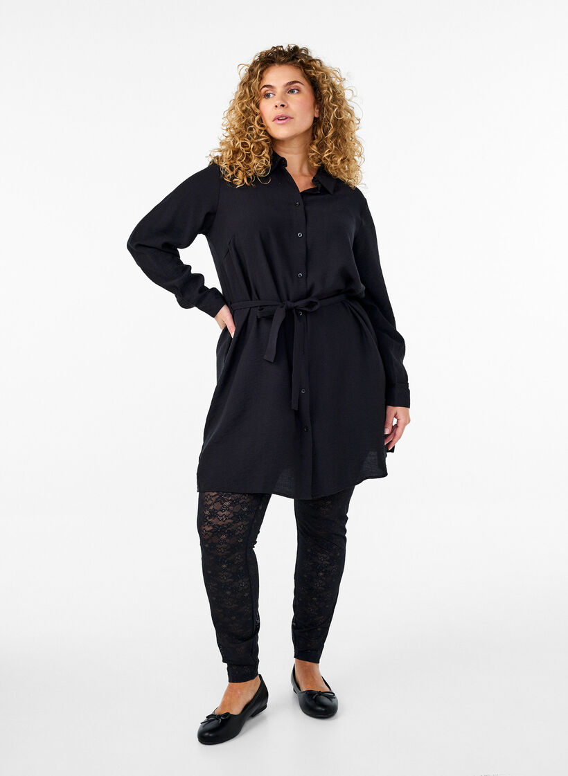 Koronkowe legginsy, Czarne, Model image number 1