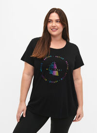 Sportowa koszulka z nadrukiem, Black/Hologram logo, Model