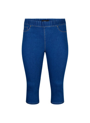 Jeansowe spodnie 3/4 z elastycznym paskiem, Dark Blue Denim, Packshot image number 0