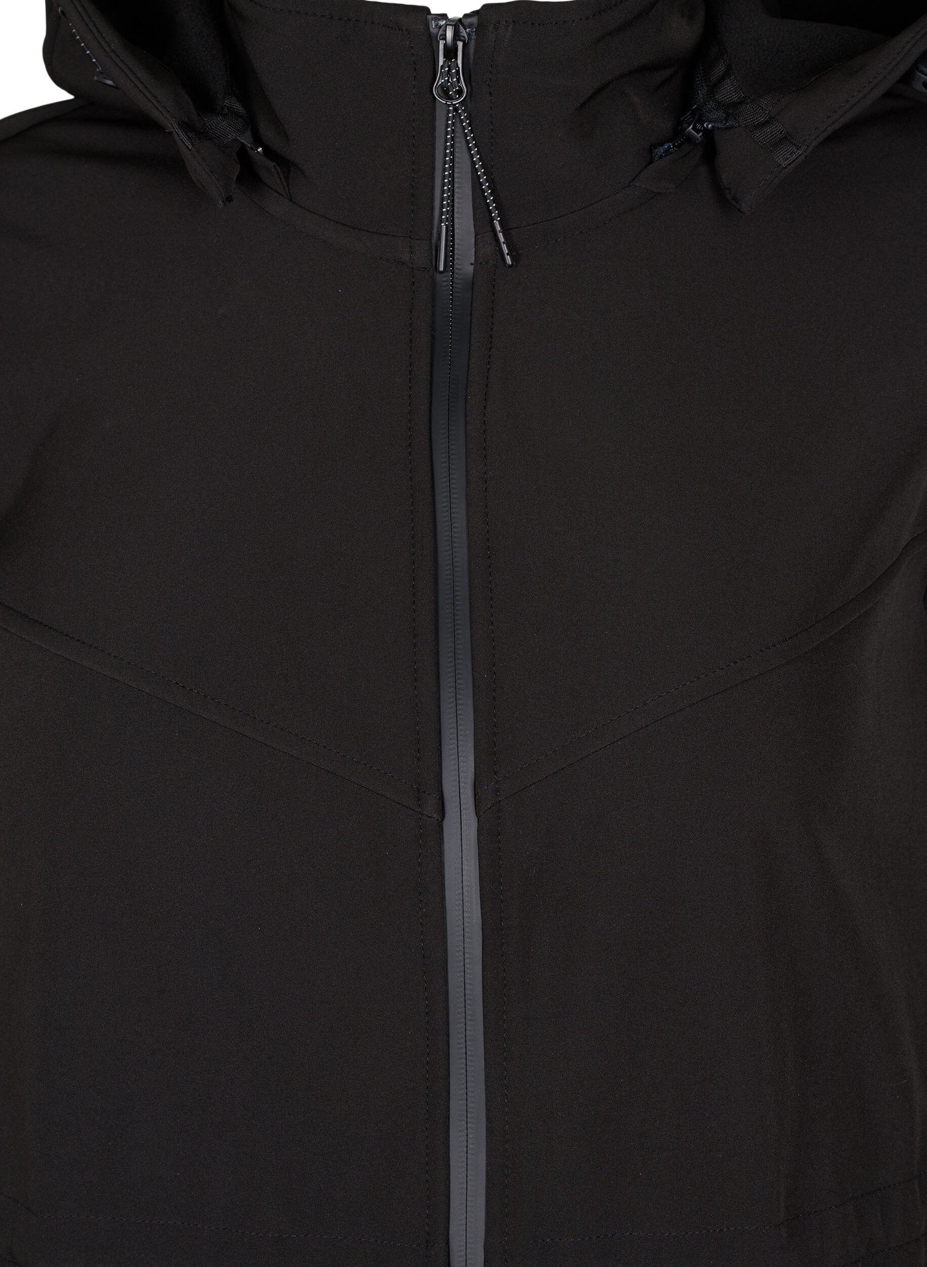 Zizzi Softshell jacket with fleece, Black Solid, Packshot image number 2