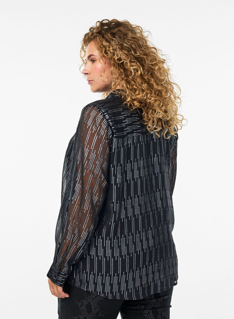 Koszula z blyszczacym wzorem, Czarne, Model image number 2