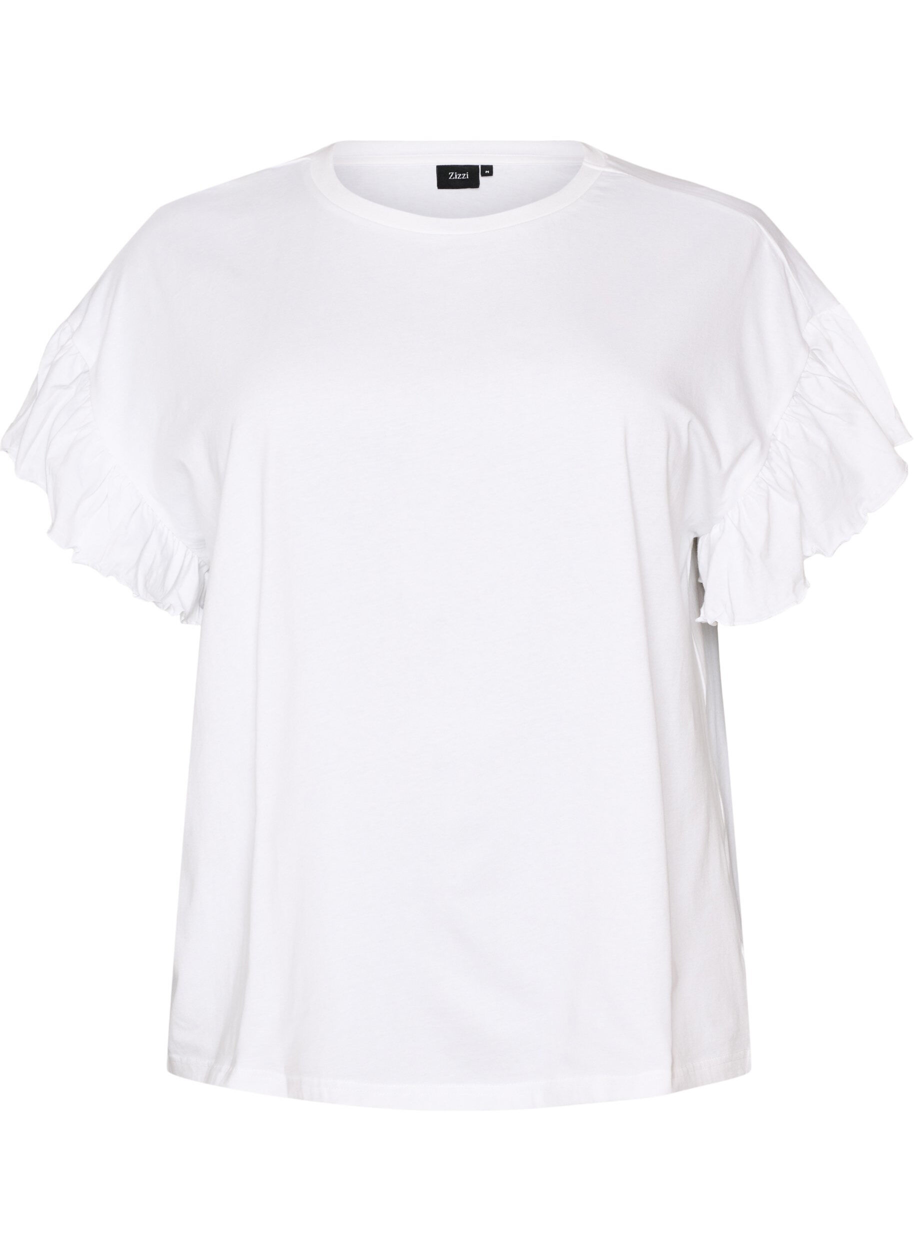 ZizziT-shirt z bawelny organicznej z bufiastymi rekawami, Biały, Packshot image number 0