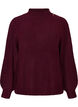 Prazkowany sweter z bufiastymi rekawami i guzikami, Ciemnobordowy, Packshot image number 0