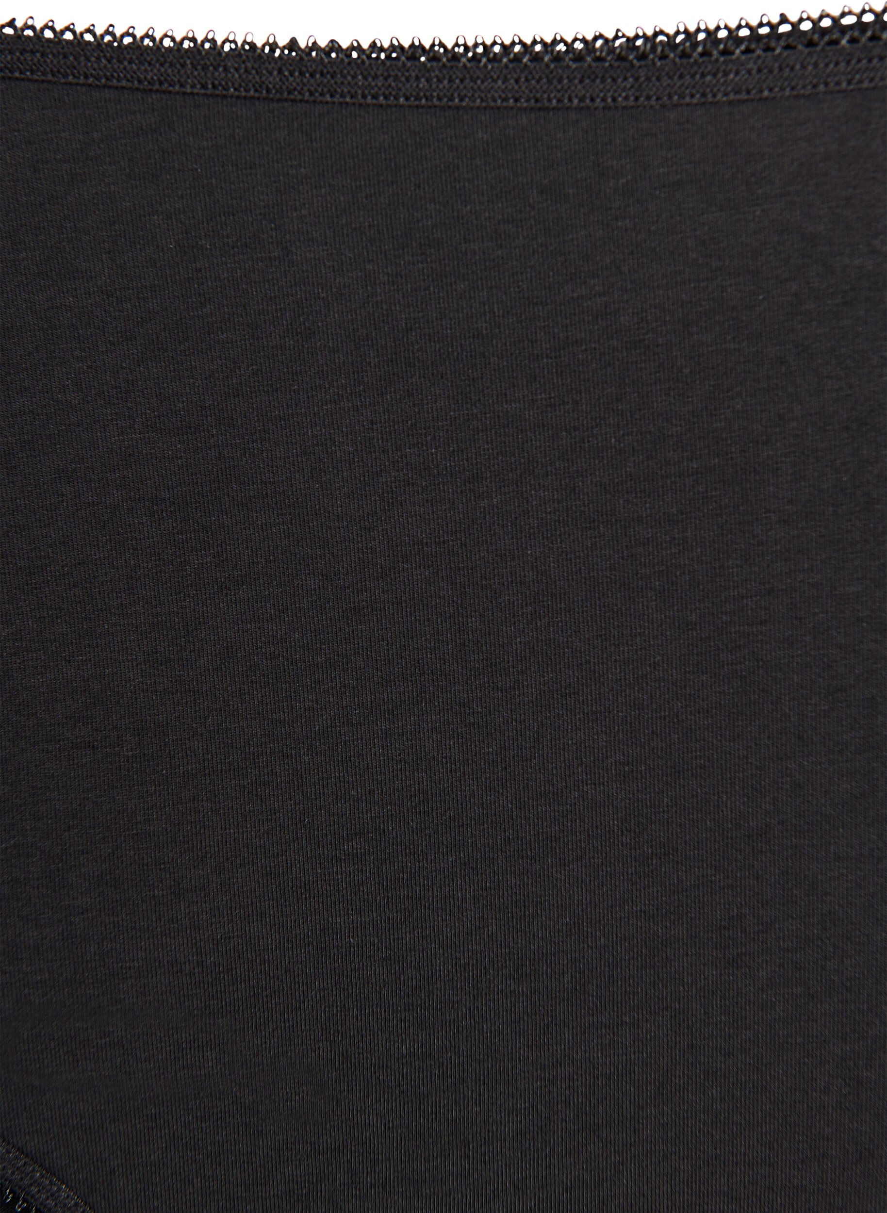 Zizzi 3-pack bawelniane figi damskie z normalnym stanem, Czarne, Packshot image number 3