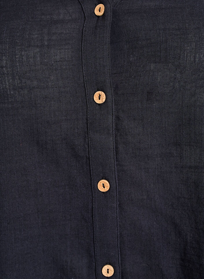 Bluzka z bawelny z dekoltem w ksztalcie litery V, Czarne, Packshot image number 2