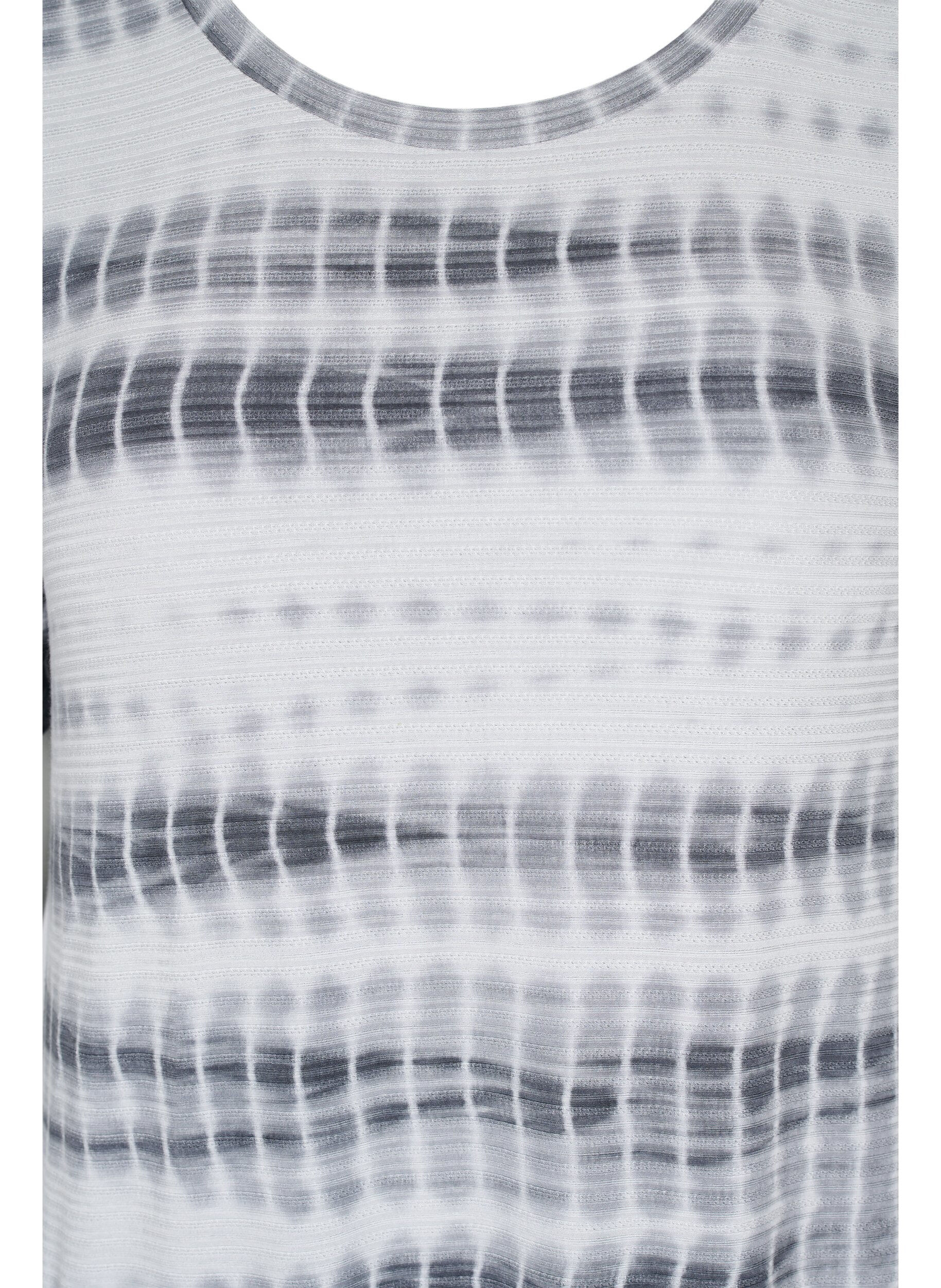 Zizzi Short-sleeved viscose dress with tie-dye print, White, Black Tie Dye, Packshot image number 2