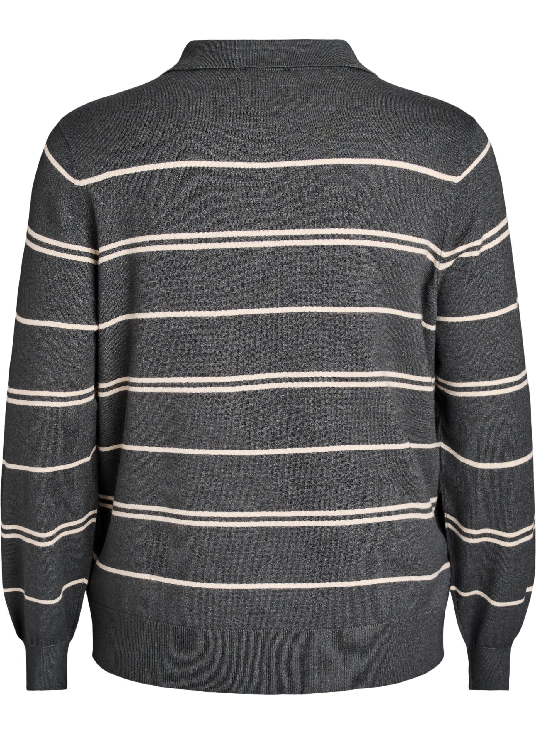 Zizzi Dzianinowa bluzka z kolnierzykiem, Zielony, Packshot image number 1