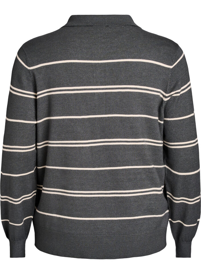 Dzianinowa bluzka z kolnierzykiem, Zielony, Packshot image number 1