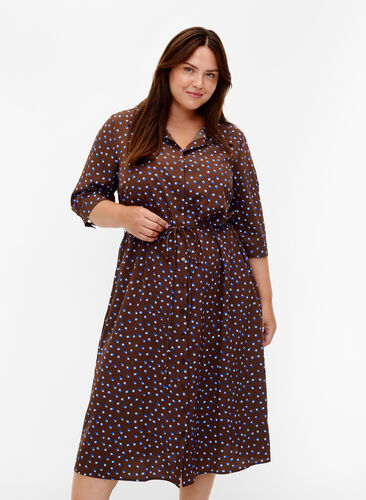 Flash - Koszulowa sukienka w kropki, Chicory Coffee AOP, Model image number 0