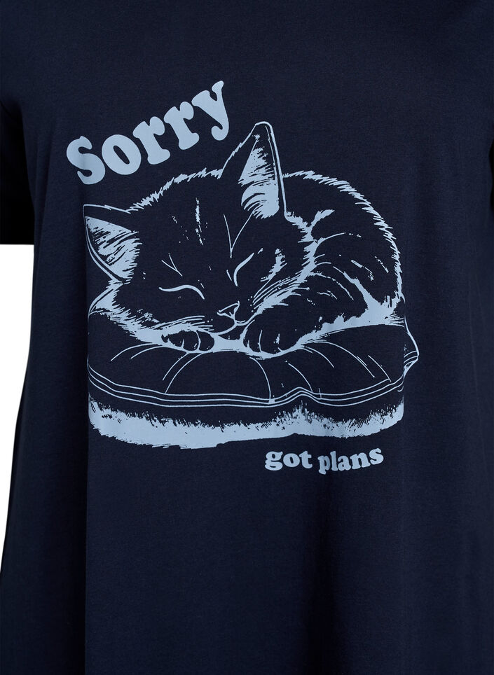 Koszula nocna z kr&oacute;tkim rekawem, wykonana z bawelny organicznej, Niebieskie, Packshot image number 2