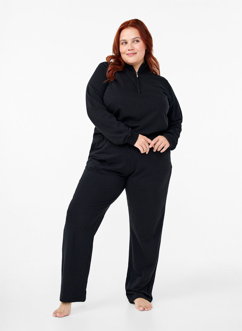 Bluza z golfem i suwakiem, Czarne, Model image number 1