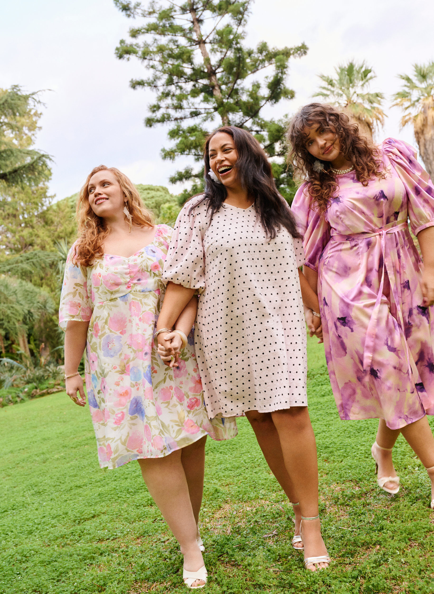 Sukienka A-line Polka dot z balonowymi rekawami