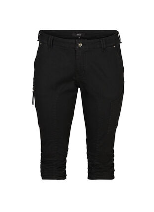 Waskie jeansy capri z kieszeniami, Black, Packshot image number 0