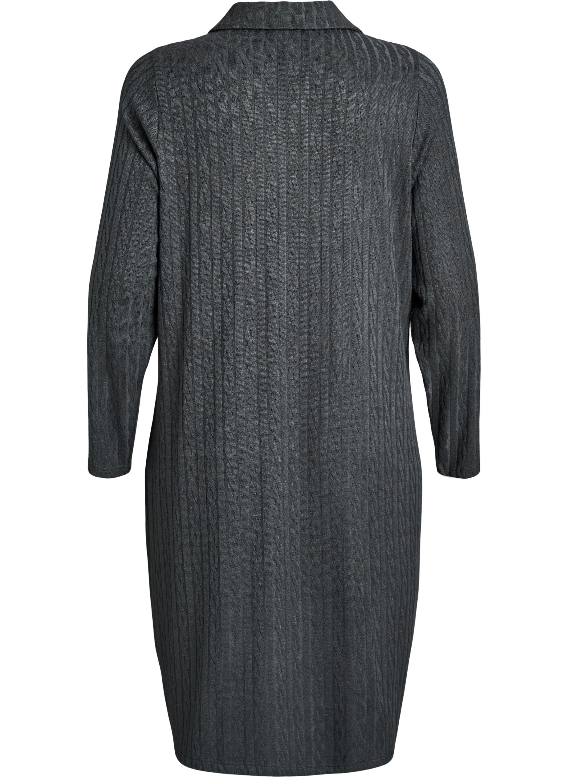 Zizzi Sukienka z warkoczowa struktura i dekoltem w serek, Zielony, Packshot image number 1