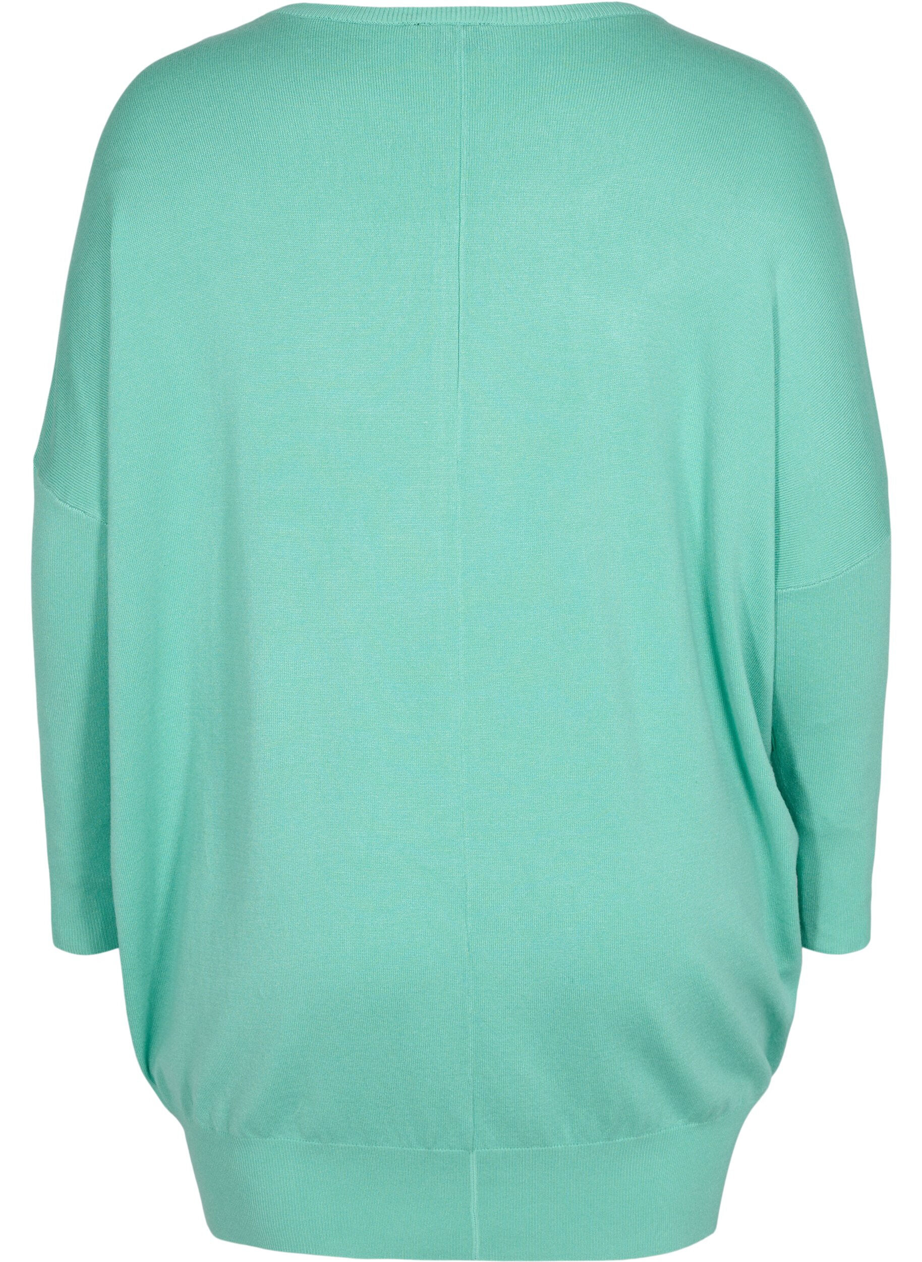 Zizzi Dzianinowy sweter z&nbsp;okraglym dekoltem, Dusty Jade Green, Packshot image number 1