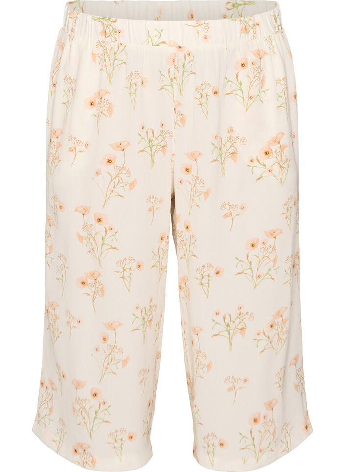Spodnie culotte z nadrukiem, Biały, Packshot image number 0