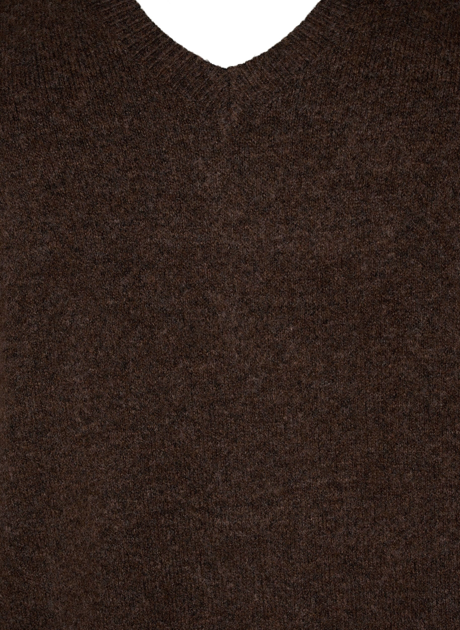 Zizzi Sukienka dzianinowa z dlugimi rekawami i dekoltem w serek, Brązowy, Packshot image number 2