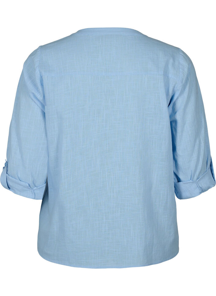 Bawelniana koszulowa bluzka z dekoltem w szpic, Serenity, Packshot image number 1