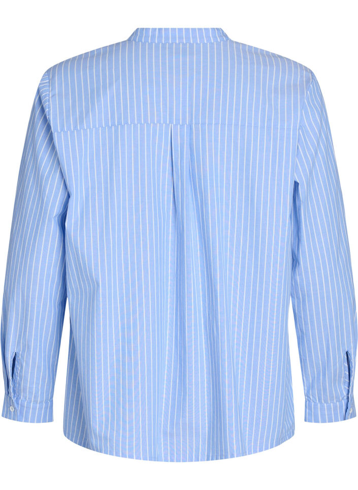 Koszula w paski z ozdobnym zamknieciem, Niebieskie, Packshot