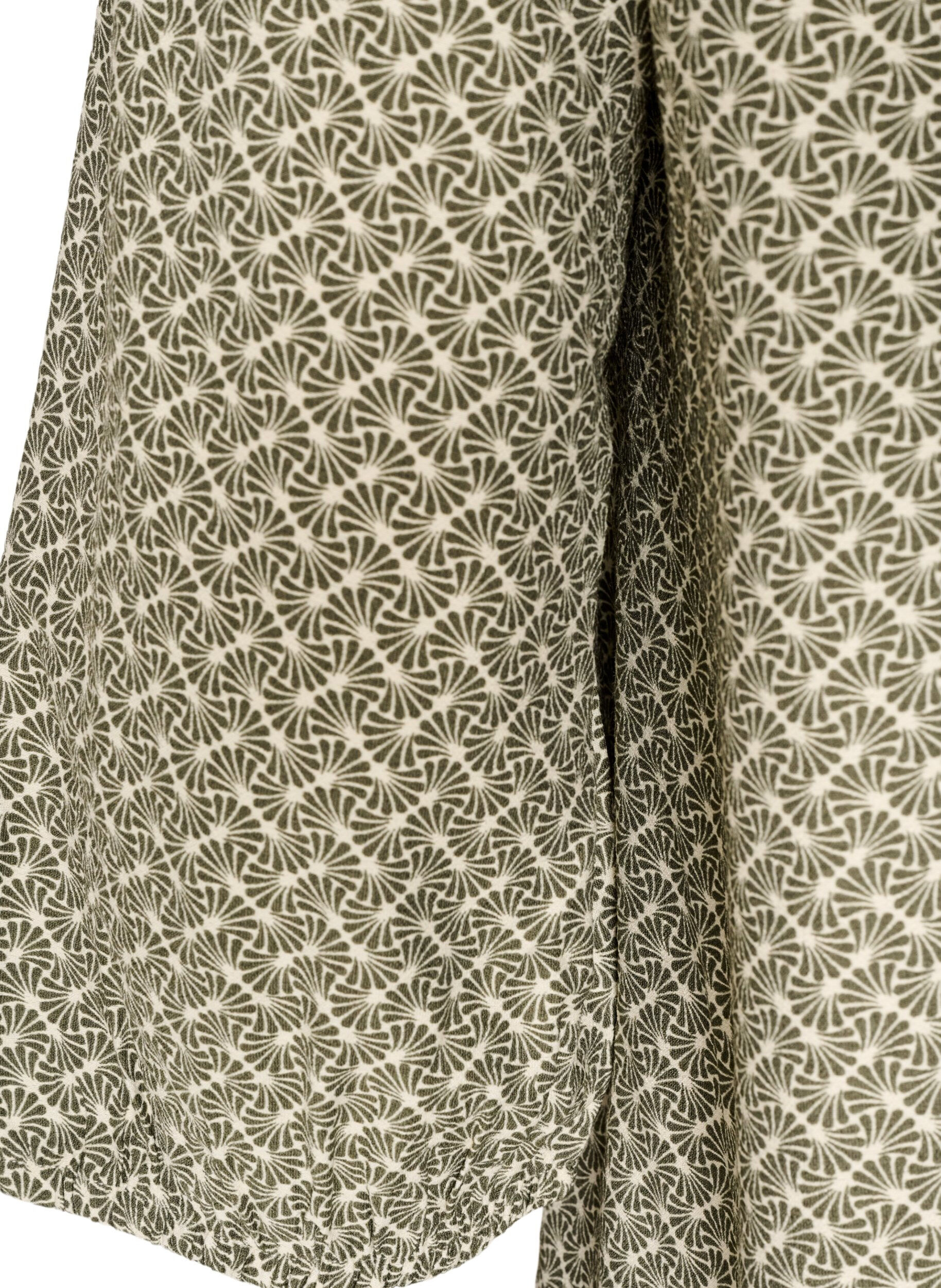ZizziBluzka z wiskozy w krate z 3/4-sleeves, Zielony, Packshot image number 3
