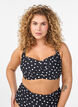 Bikinikowy top z wysci&oacute;lka i nadrukiem, Czarne, Model image number 0
