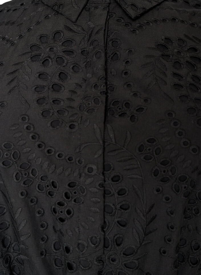 Sukienka-koszulka w stylu broderie anglaise z pasem do wiazania, Czarne, Packshot image number 2