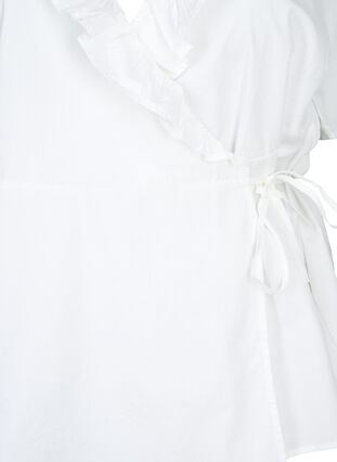 Bluzka z krótkim rekawem i falbanka, Bright White, Packshot image number 2