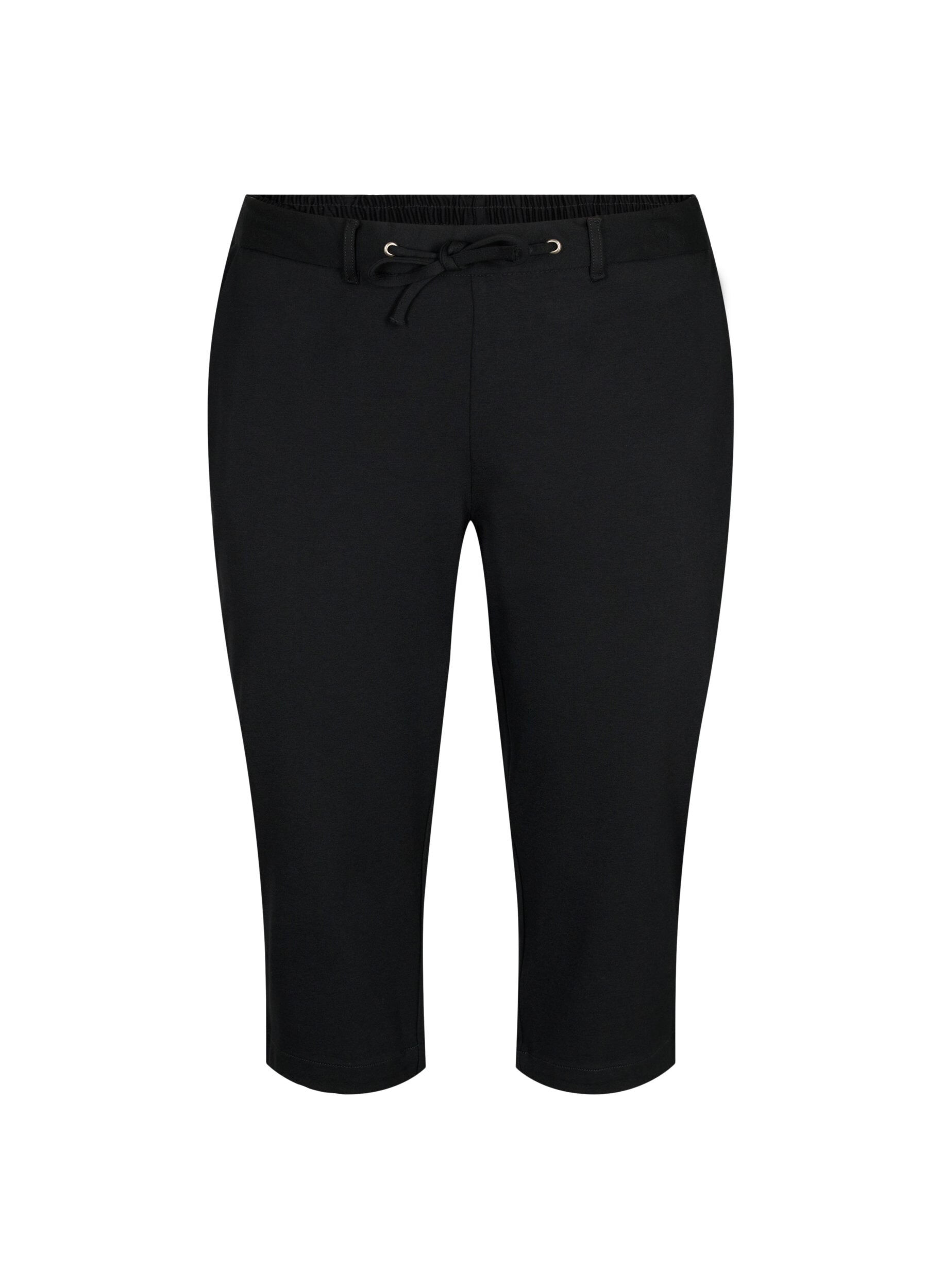 Zizzi Spodnie capri z mieszanki wiskozy, Black, Packshot image number 0