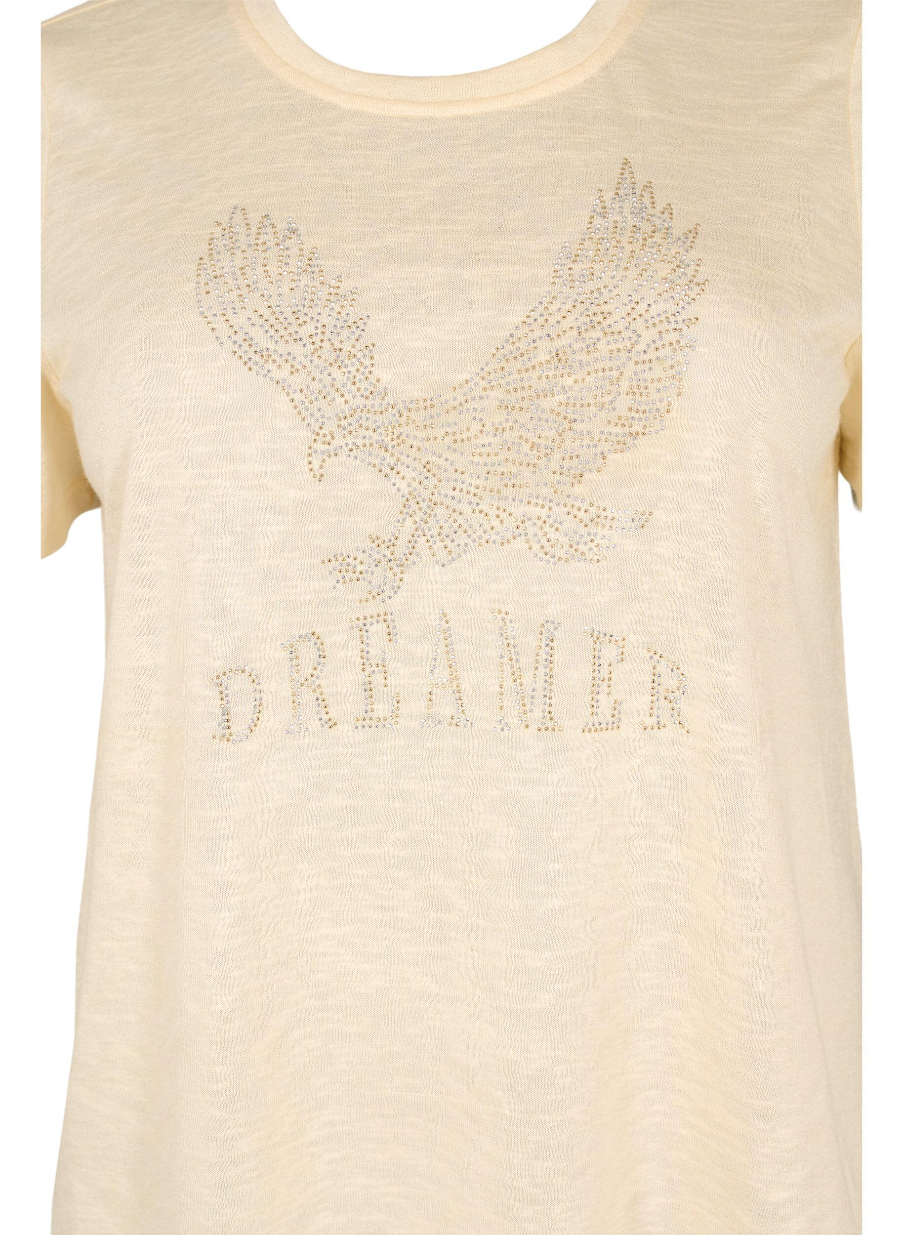 Zizzi Koszulka z cwiekami i okraglym dekoltem, Buttercream, Packshot image number 2