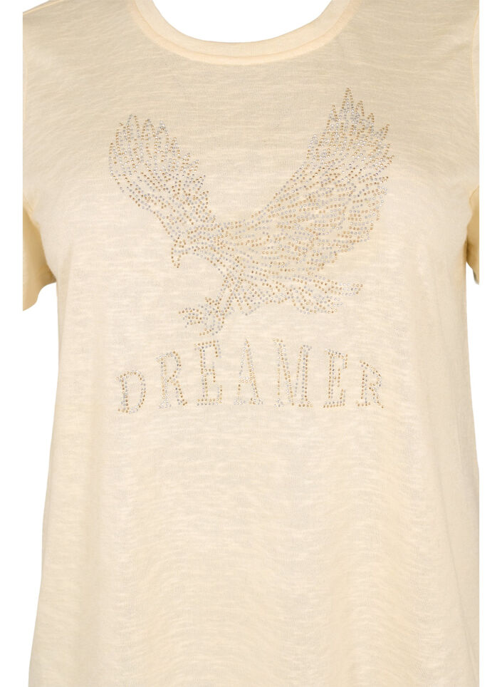 Koszulka z cwiekami i okraglym dekoltem, Buttercream, Packshot image number 2