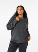 Melanzowy sweter z okraglym dekoltem, Dark Grey Black Mel., Model image number 0