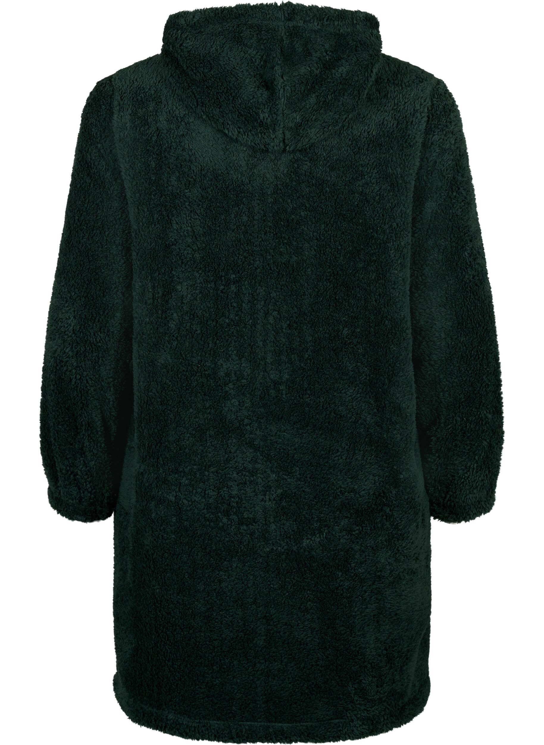 Zizzi Pluszowa sukienka z kapturem, Scarab, Packshot image number 1