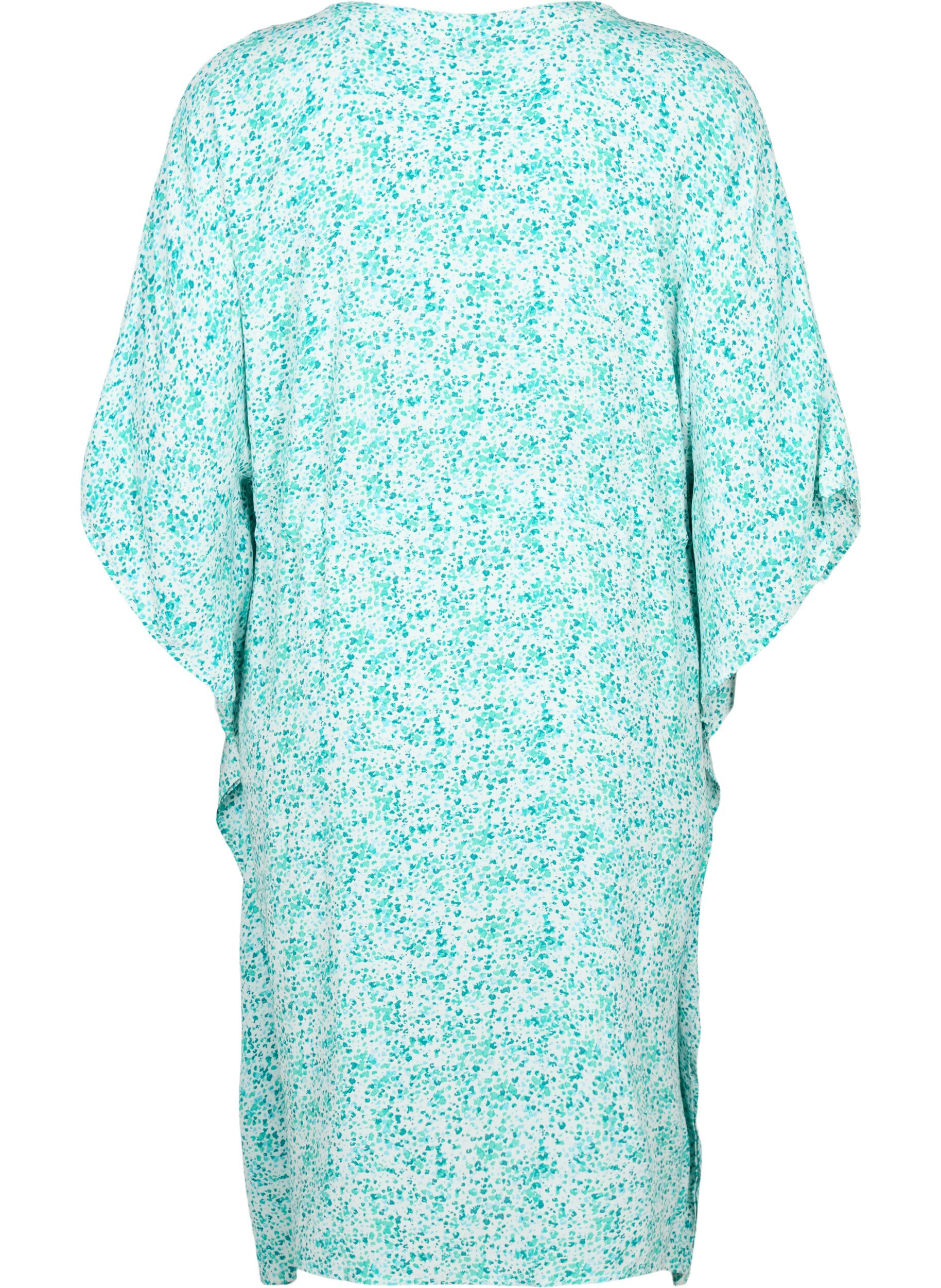Zizzi Sukienka kaftan z wiskozy z nadrukiem, Green Dot, Packshot image number 1