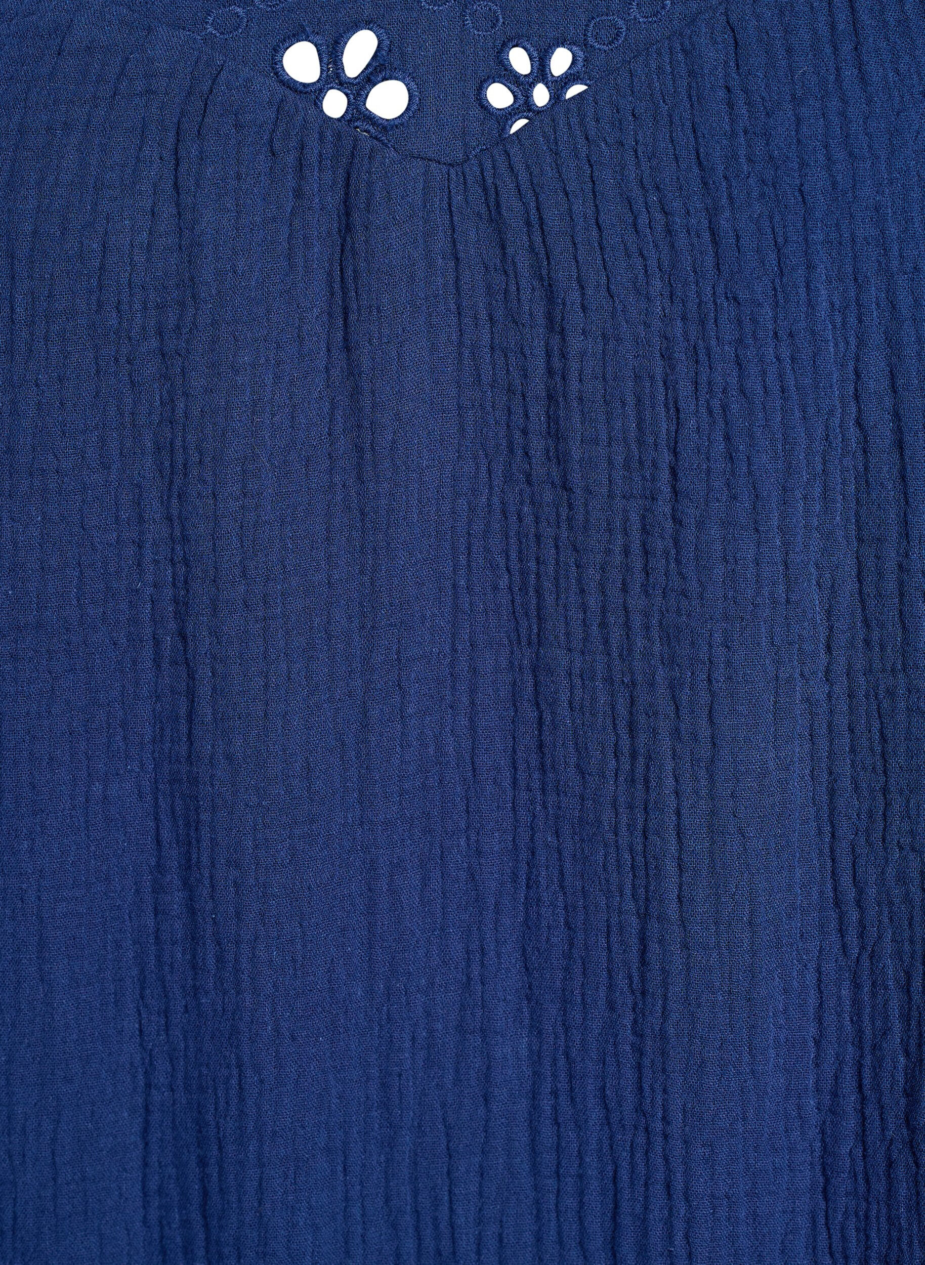 Zizzi Bluzka z muslinu bawelnianego z haftem anglaise i rekawem 1/2, Niebieskie, Packshot image number 2