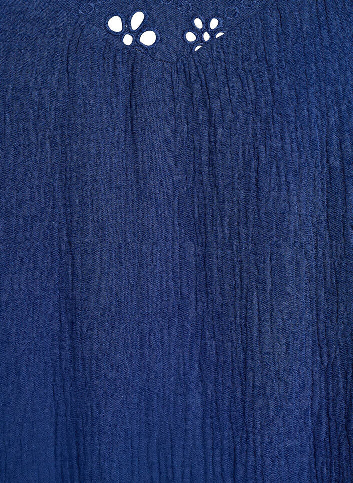 Bluzka z muslinu bawelnianego z haftem anglaise i rekawem 1/2, Niebieskie, Packshot image number 2