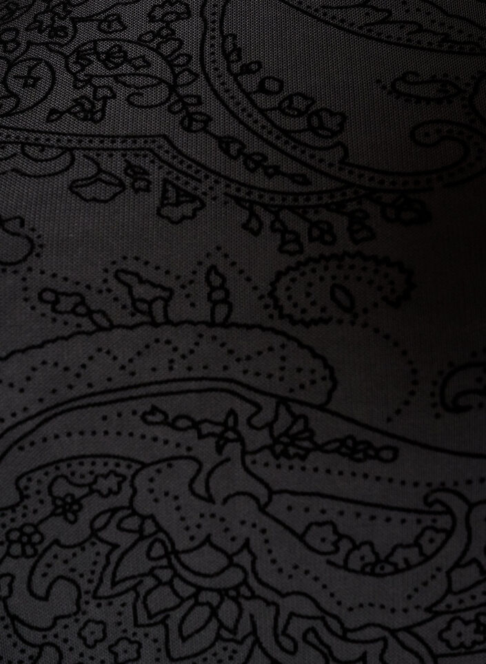 Bluzka z siateczki we wz&oacute;r paisley z asymetrycznym dolem, Czarne, Packshot image number 2