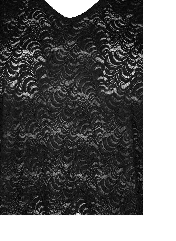 Koronkowa bluzka z dlugimi rekawami, Black, Packshot image number 2