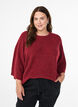 Prazkowany sweter z rekawami 3/4, Czerwony, Model image number 0