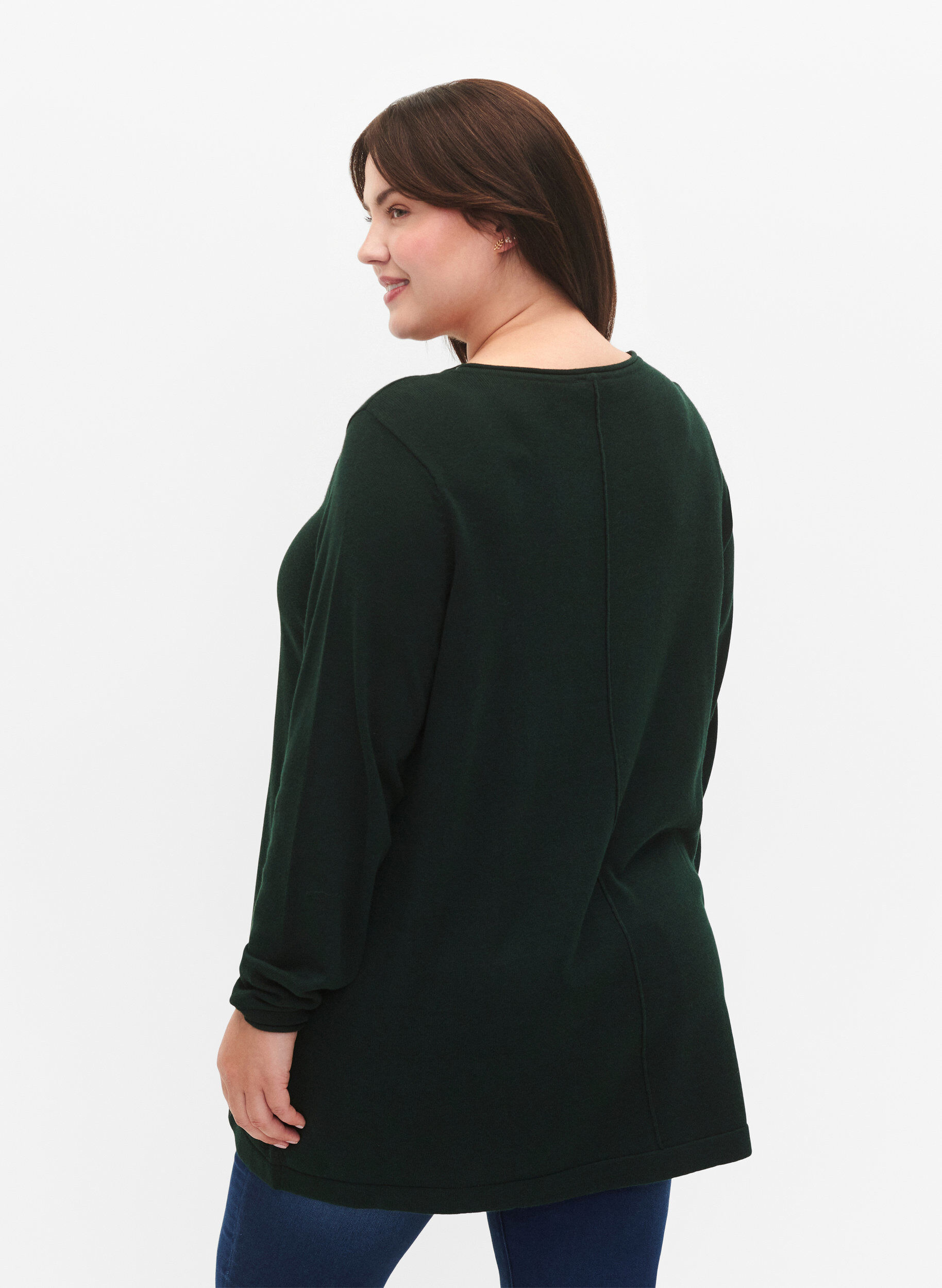 ZizziDzianinowa bluzka z mieszanki bawelny i wiskozy, Zielony, Model image number 2