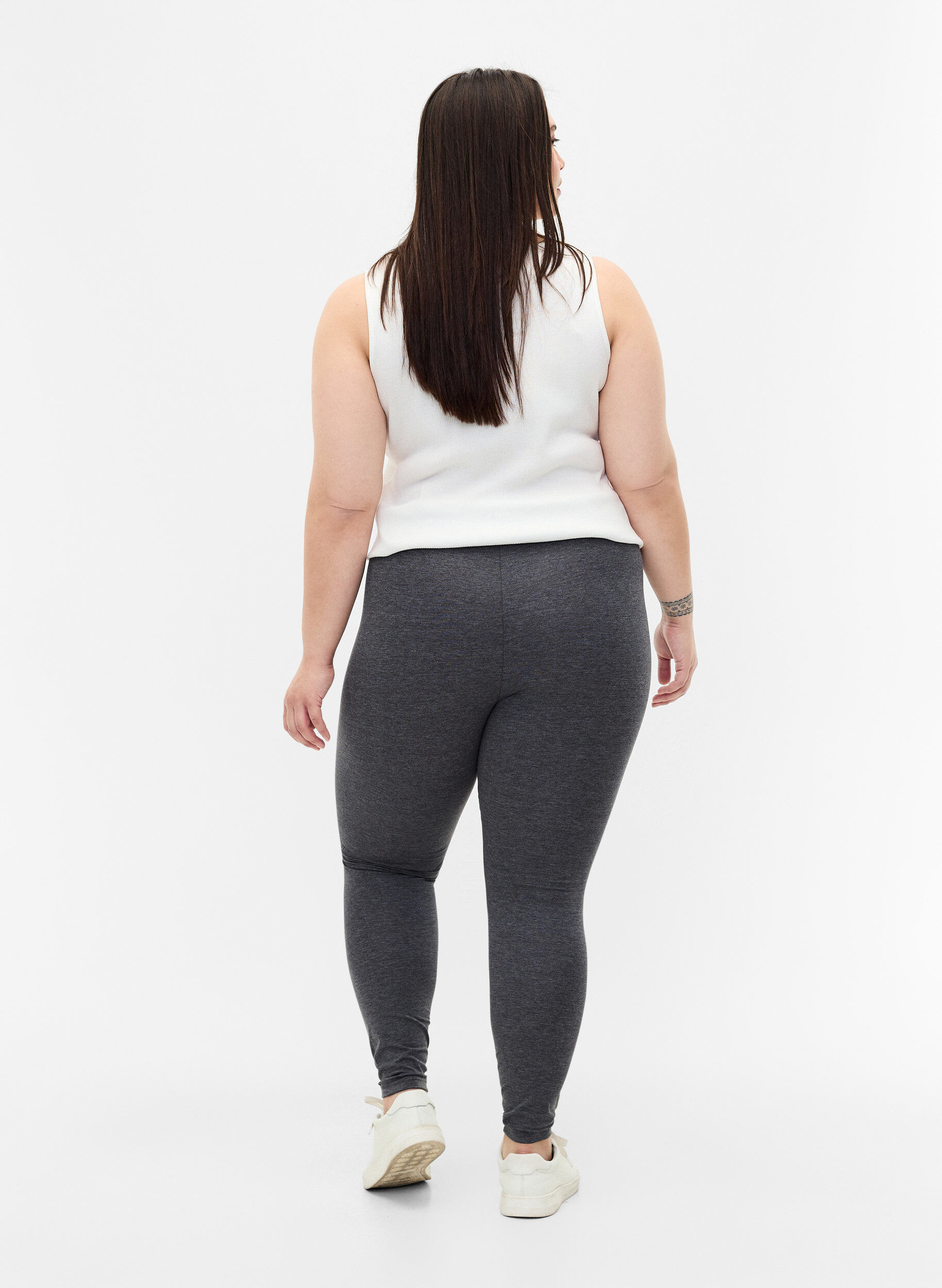 Zizzi Szare melanzowe legginsy, Dark Grey Melange, Model image number 1
