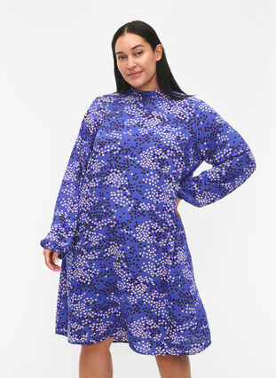 FLASH – sukienka z dlugim rekawem i nadrukiem, Dazzling Blue AOP, Model image number 0