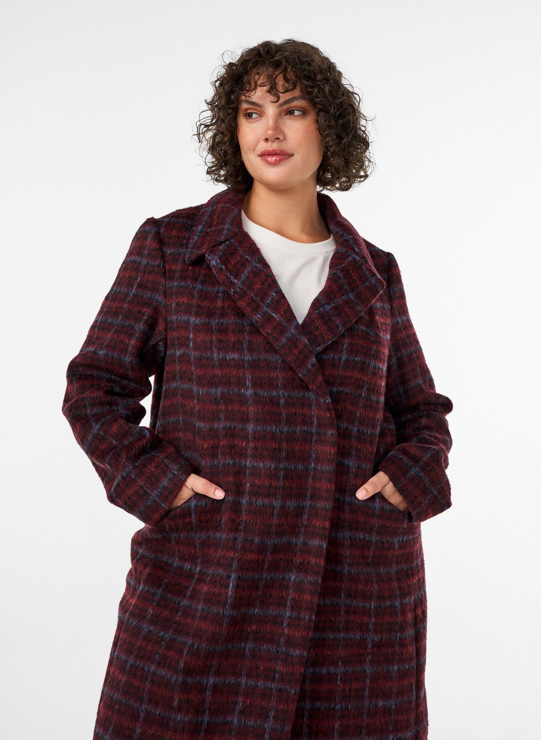 ZizziProsty plaszcz z kieszeniami, Czerwony, Model image number 2