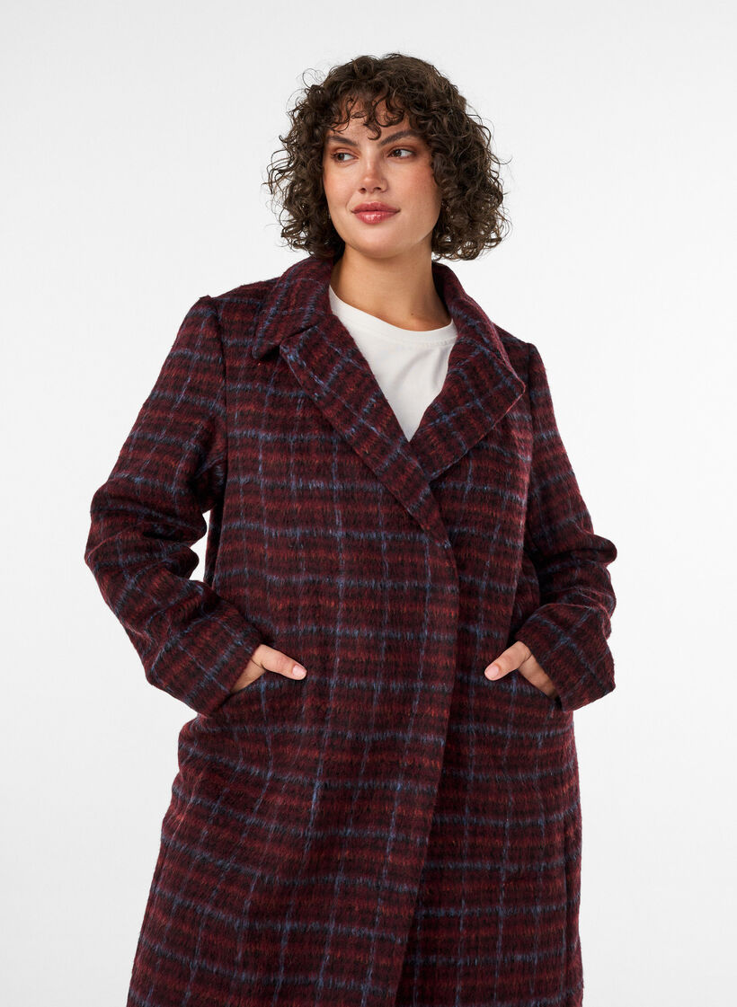 Prosty plaszcz z kieszeniami, Czerwony, Model image number 2